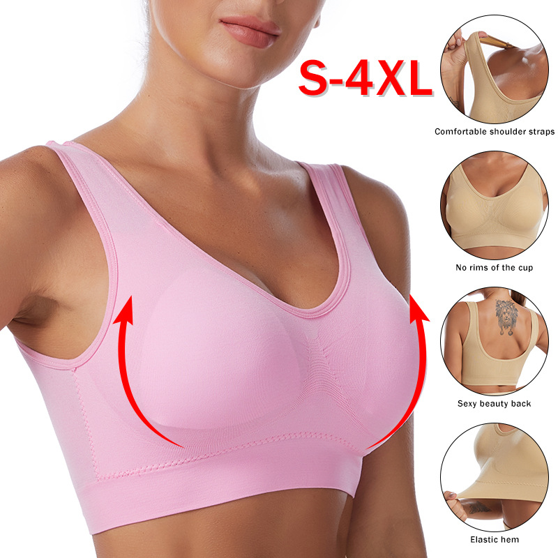 Underwire Bra Padded - セクシーな女性のブラジャープラスサイズのシームレスな通気性のブラジャーワイヤーフリー Bralette 下着快適なアクティブパッド入りブラジャークロップトップ