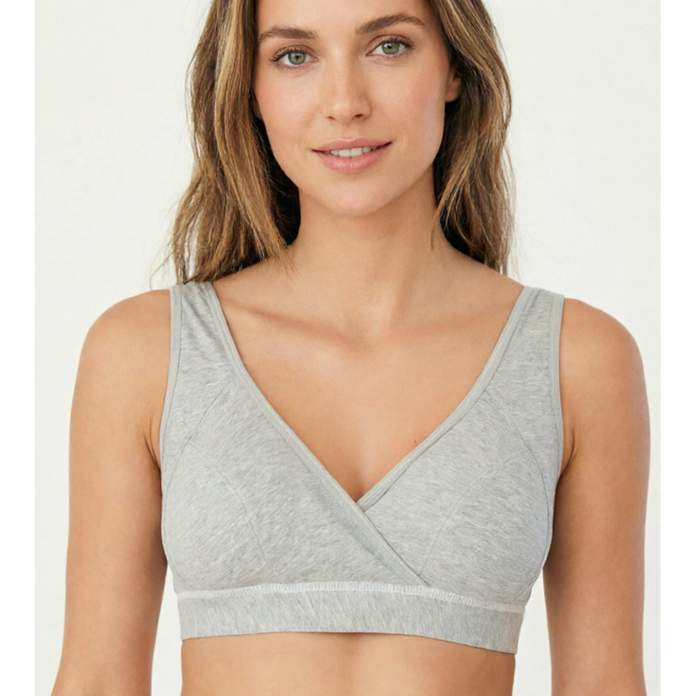 Nursing Bra Clip - 快適なマタニティ授乳ブラ ワイヤレス 通気性のあるコットン クロスオーバーブラ 妊娠中授乳用ラウンジブラ