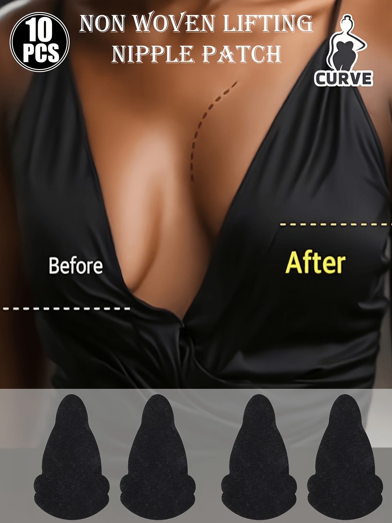 10枚入り 見えない胸用ペタル、肌に優しく通気性のあるリフト - Strapless Bra Adhesive のレビューと価格