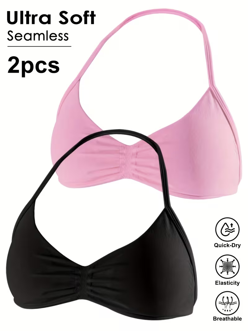2枚組 シームレス セクシー オープンバック ジム ヨガ ク - Underwire Bra Padded のレビューと価格
